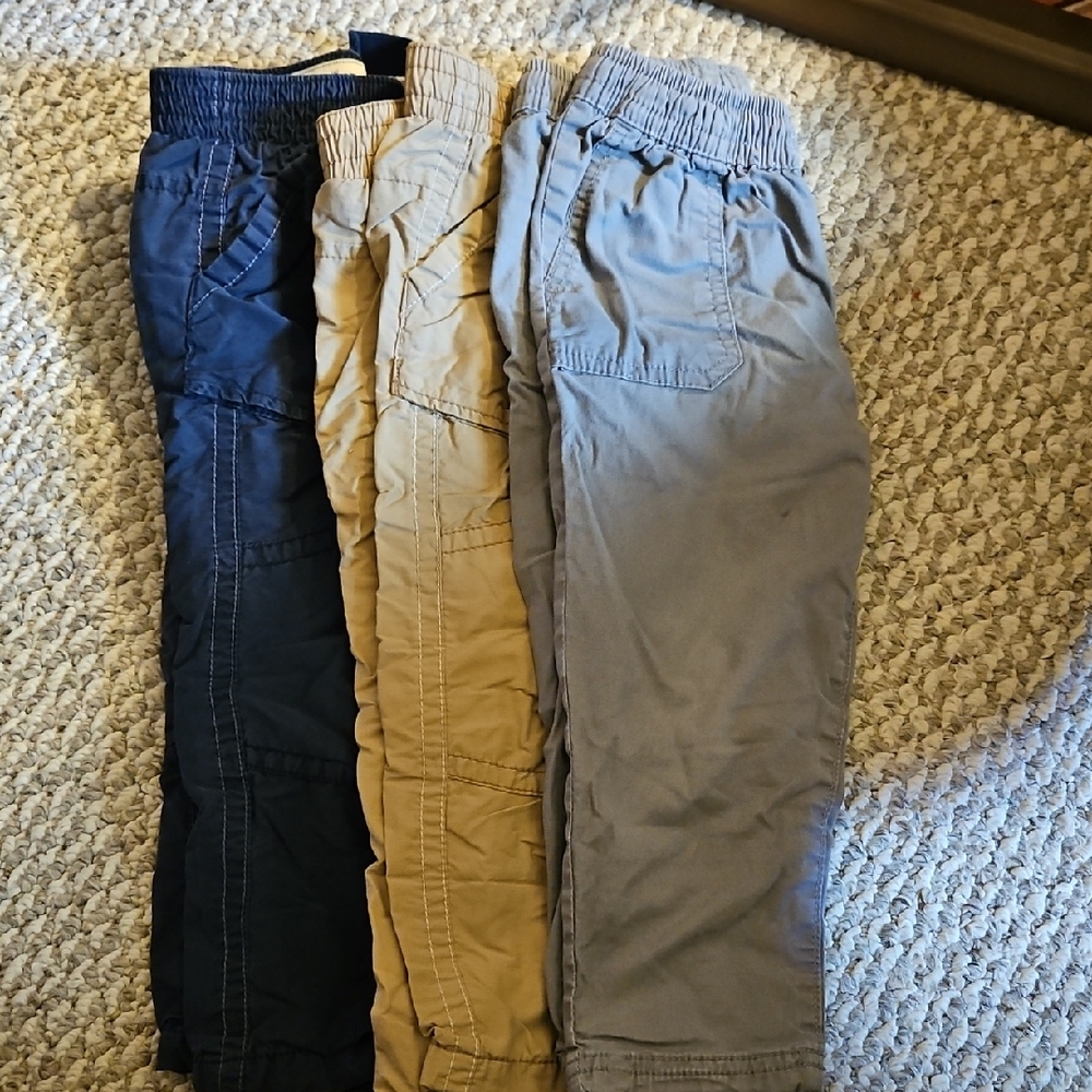 Set of Three Toddler Casual Pants in Blue, Tan, and Gray